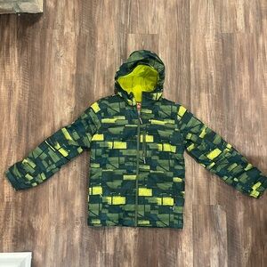 Columbia Omni-Heat Ski/Snow Jacket Yellow and Green Boys Large